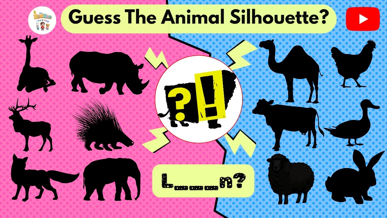 Угадайте название животного по его силуэту! | Тени животных, детская викторина