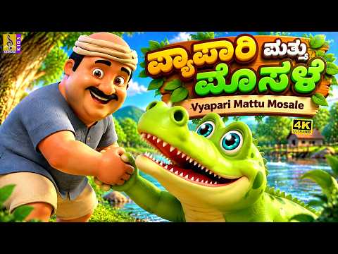 ವ್ಯಾಪಾರಿ ಮತ್ತು ಮೊಸಳೆ | Vyapari Mattu Mosale | Kannada Kids Cartoon | Moral Story | 4K Animation