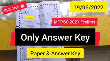 MPPSC 2021 Prelims Paper and Solution 19 June 2022 Set Wise Paper Solution Paper 1 GS AnswerKey setC