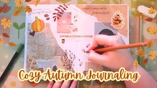 Cozy Autumn Journal With Me - Coffee & Pumpkins | Scrapbook Journaling | ASMR & Soft Piano Music