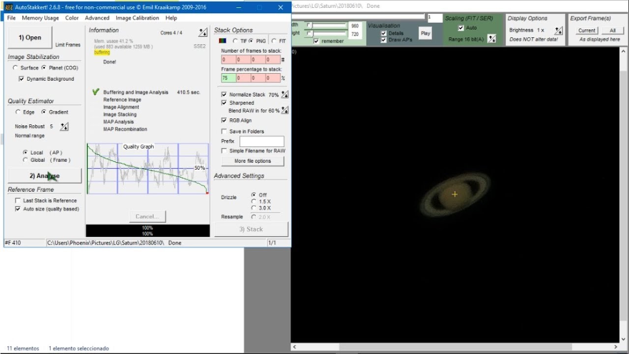 Fotografía Planetaria | Apilado con AutoStakkert