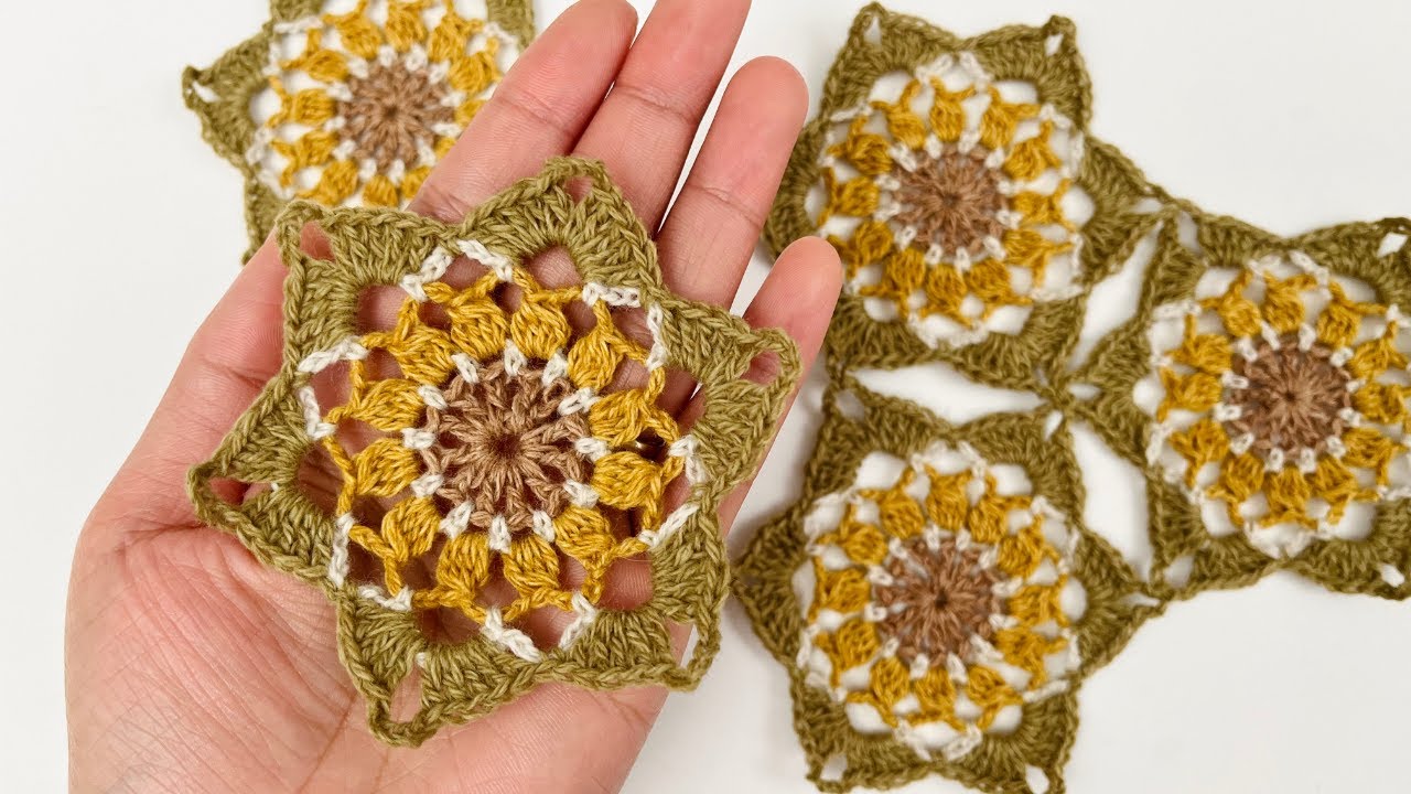 Crochet Flower Motif Tutorial | Star Flower Motif + Join As You Go Method