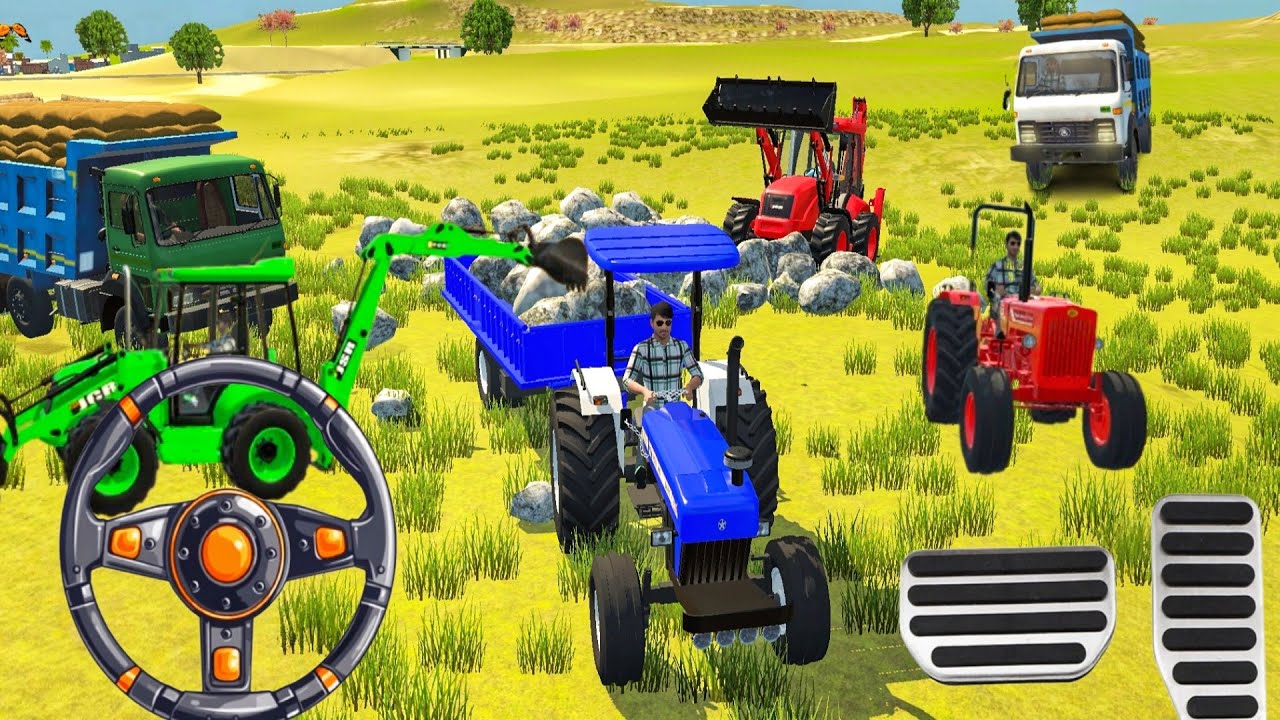Drive Jcb,Tractor🚜 , Dumper🌋 And Uploading 🪨stone mobile gameplay [gadiwalagame] 