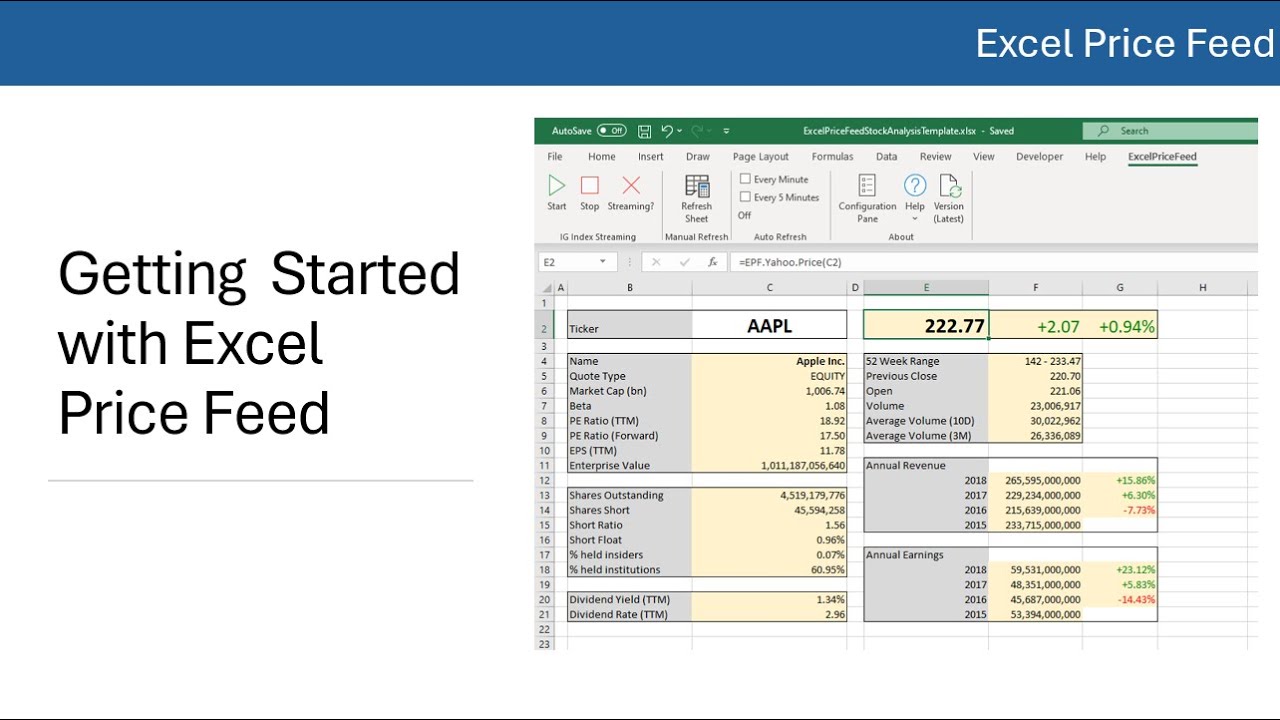 Getting Started with Excel Price Feed - YouTube
