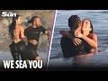 Kim Kardashian & Lewis Hamilton KISS in sea & can’t keep hands off each other on romantic surf date