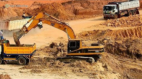 អាអិចកាយដី និងឡានដឹកដី, Excavators Loading Dump Trucks, Cam Collection #231