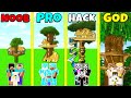 Minecraft Battle: NOOB vs PRO vs HACKER vs GOD: MODERN TREE HOUSE BUILD CHALLENGE / Animation