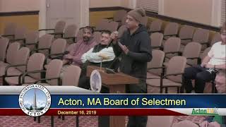 Acton, MA. Board of Selectmen Meeting 12/16/19