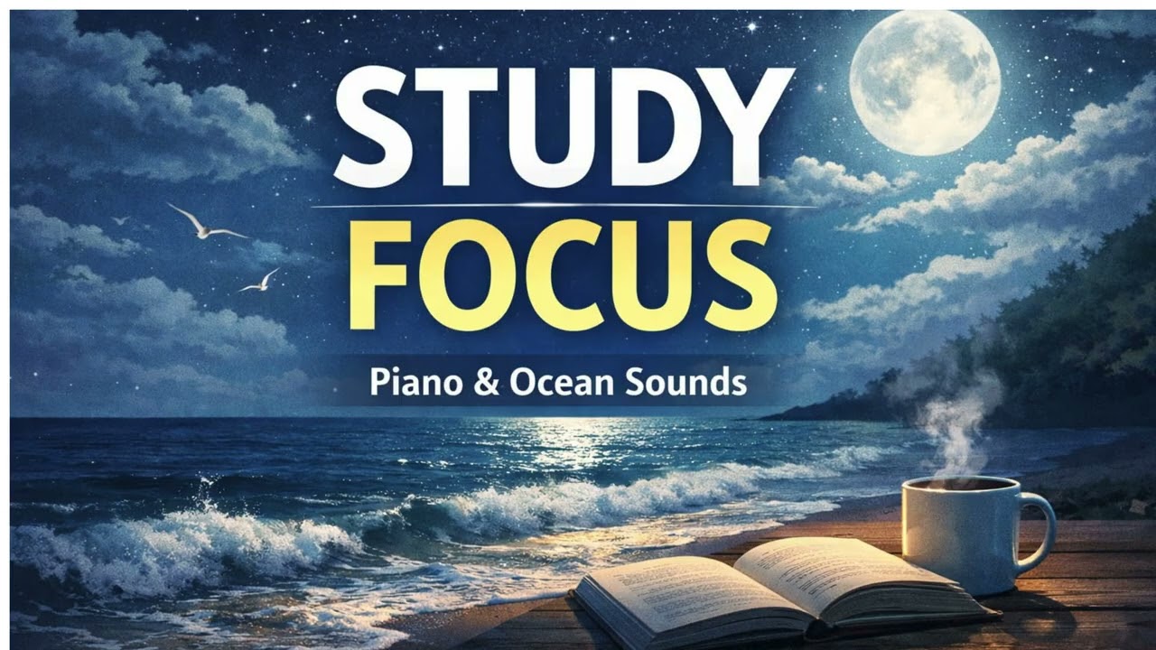 1 Hour Study Music 🌊 Piano & Ocean Sounds | Focus & Concentration