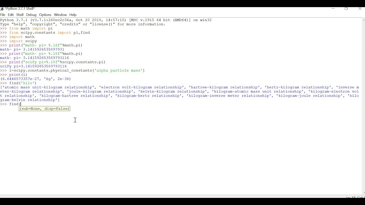 SciPy(Scientific Python)- Mathematical constant and Physical Constant ...