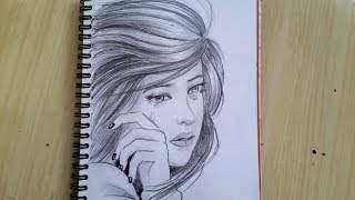 Sad girl drawing step by step | tutorial face drawing