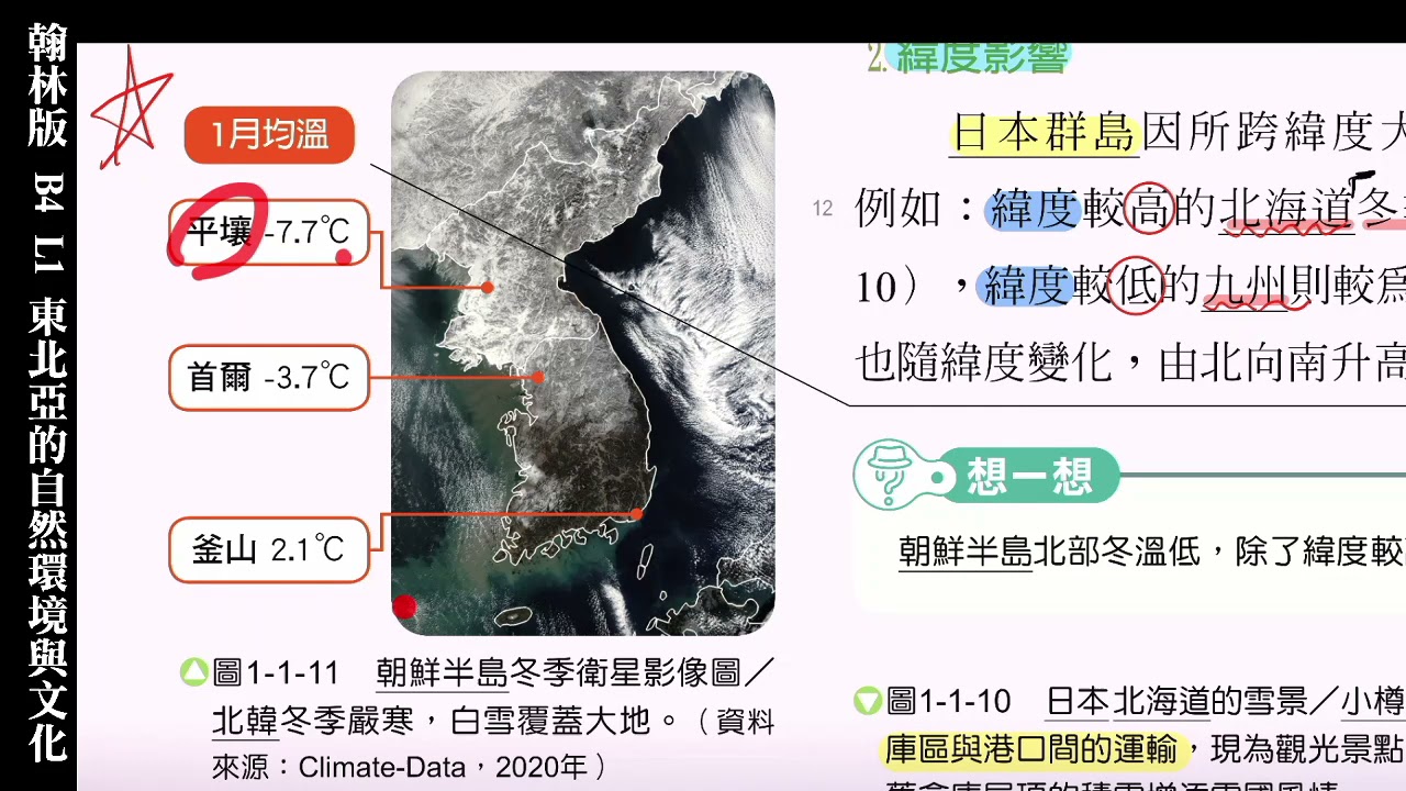 【十分鐘快速複習10點】翰林版社會B4地理L1東北亞的自然環境與文化|8年級|下學期|第一次定期評量範圍
