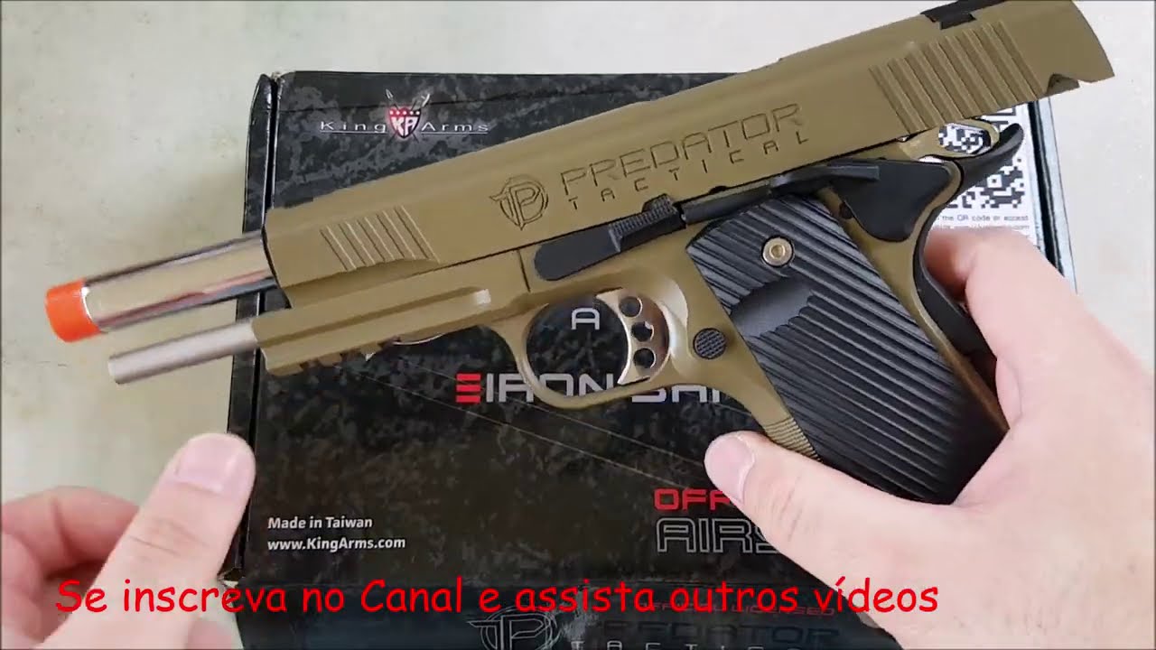 Airsoft - 1911 Predator Tactical King Arms Tan GBB 6mm - E&G Comércio