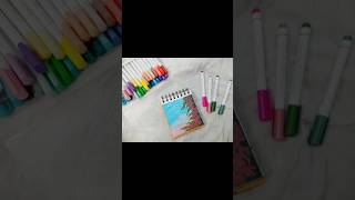 Easy Acrylic painting l Blue sky &amp;Pink flower 🌸 #miniart #ytshorts