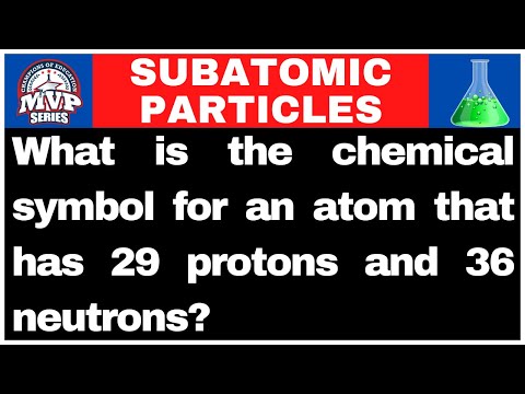 What is the chemical symbol for an atom that has 29 protons and 36 neutrons?
