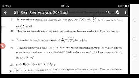 Real analysis previous year question paper sixth semester for bsc mathematics calicut university