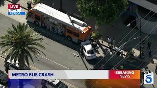6 injured in 3-vehicle crash involving Metro bus in L.A.