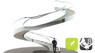 Grasshopper Tutorial Rhino 3D Parametric Modeling - Spiral Stairs Design Development Script