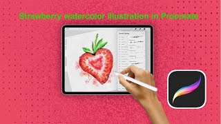 Strawberry watercolor in Procreate app screenshot 2