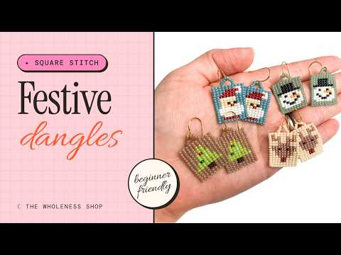 Christmas Square Stitch Dangles Tutorial - Pattern Resource - Beginner Friendly