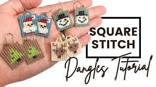 Christmas Square Stitch Dangles Tutorial - Pattern Resource - Beginner Friendly