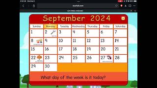 Starfall Daily Calendar - September 9, 2024