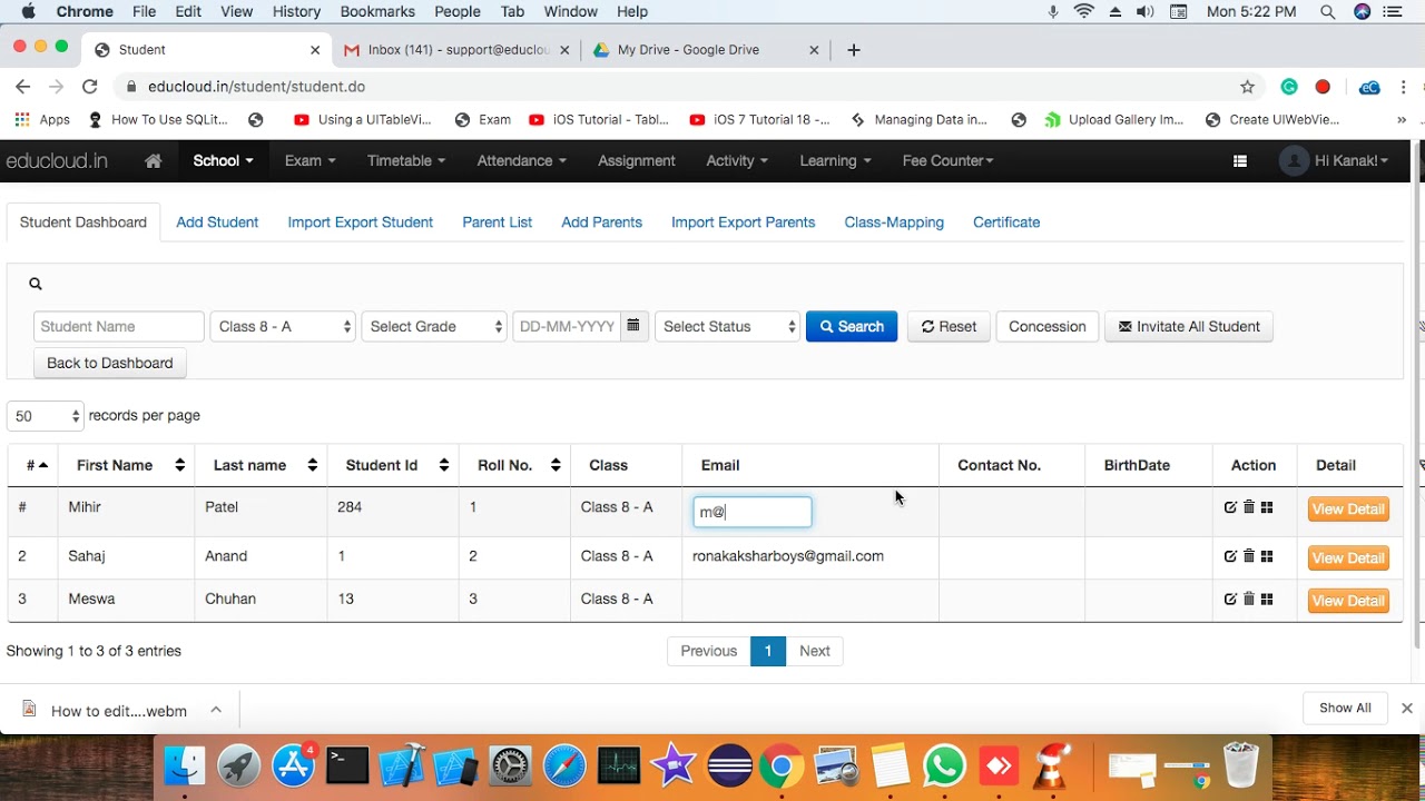 How do I add,edit or change student email id - YouTube