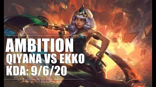 Ambition Qiyana vs Ekko JUNGLE - S9 Ranked Gameplay