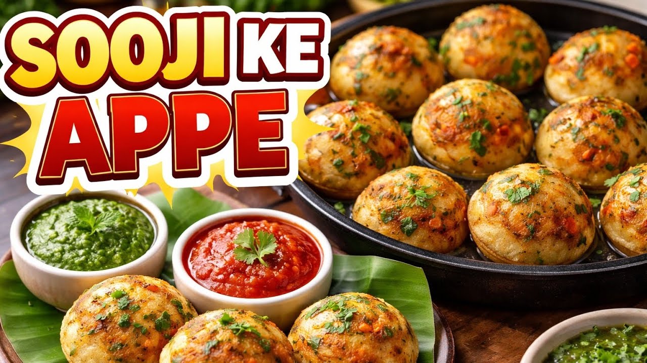 Soft, crispy aur healthy Sooji Ke Appe — perfect breakfast ya evening snack in minutes! 😋✨