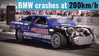 Drag Racing - BMW E39 1200HP crashes at 200km/h