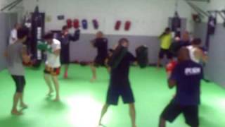 MMA Fighter Training @ FTCC Hybrid Thai Pads Knee Drills - James Cook