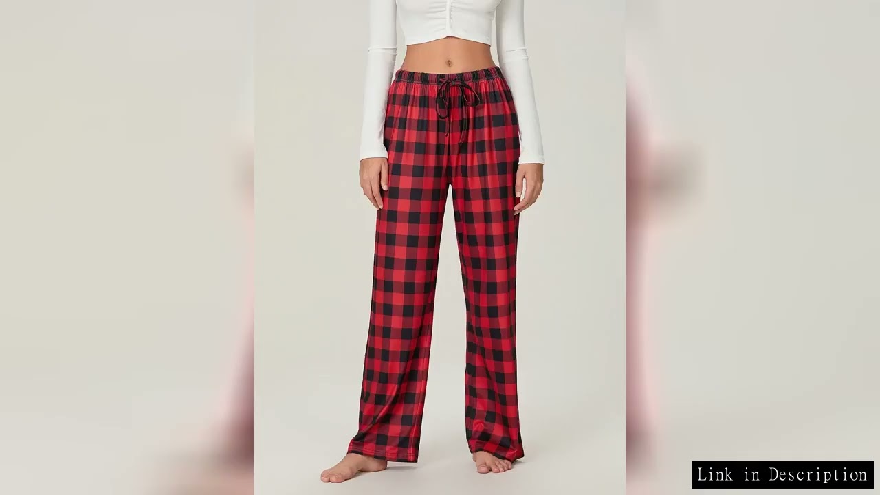 Women's Christmas Pajama Pants Classic Buffalo Plaid Print Elastic Waist Loose Sleep Pants Trousers