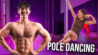 Bodybuilder Tries Pole Dancing for the First Time