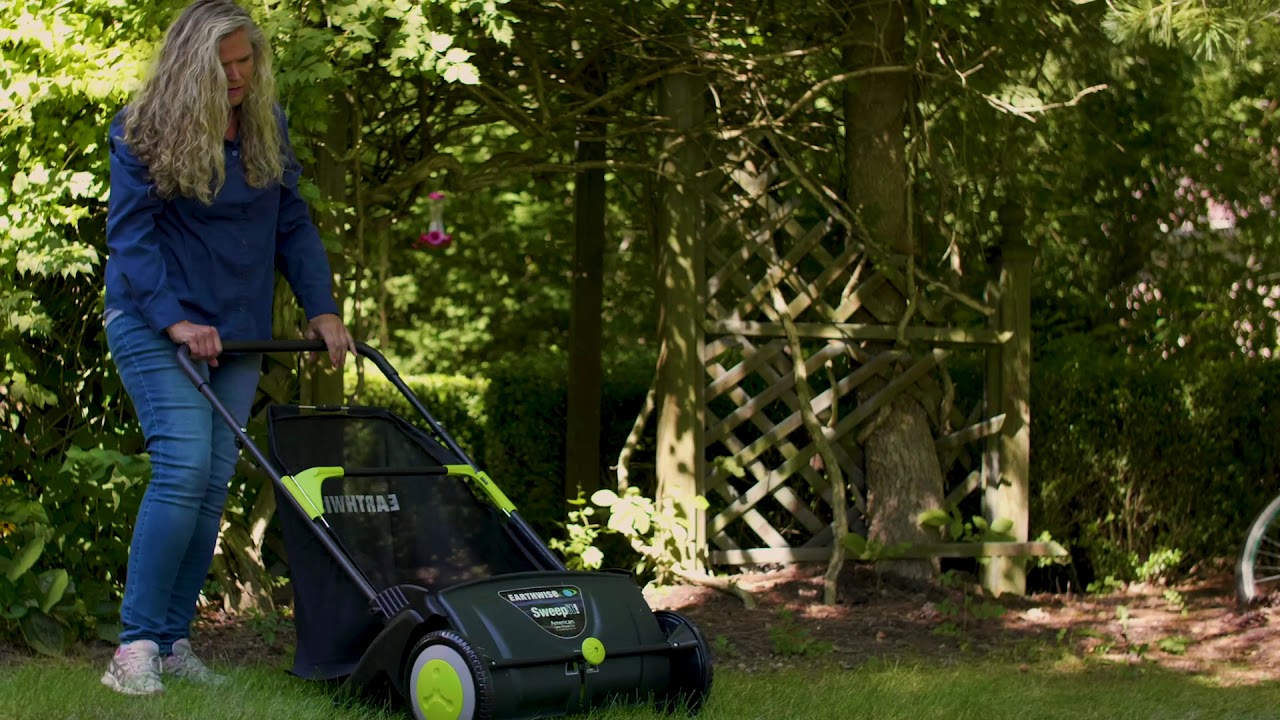 Earthwise 21in. Sweepit Lawn Sweeper - YouTube