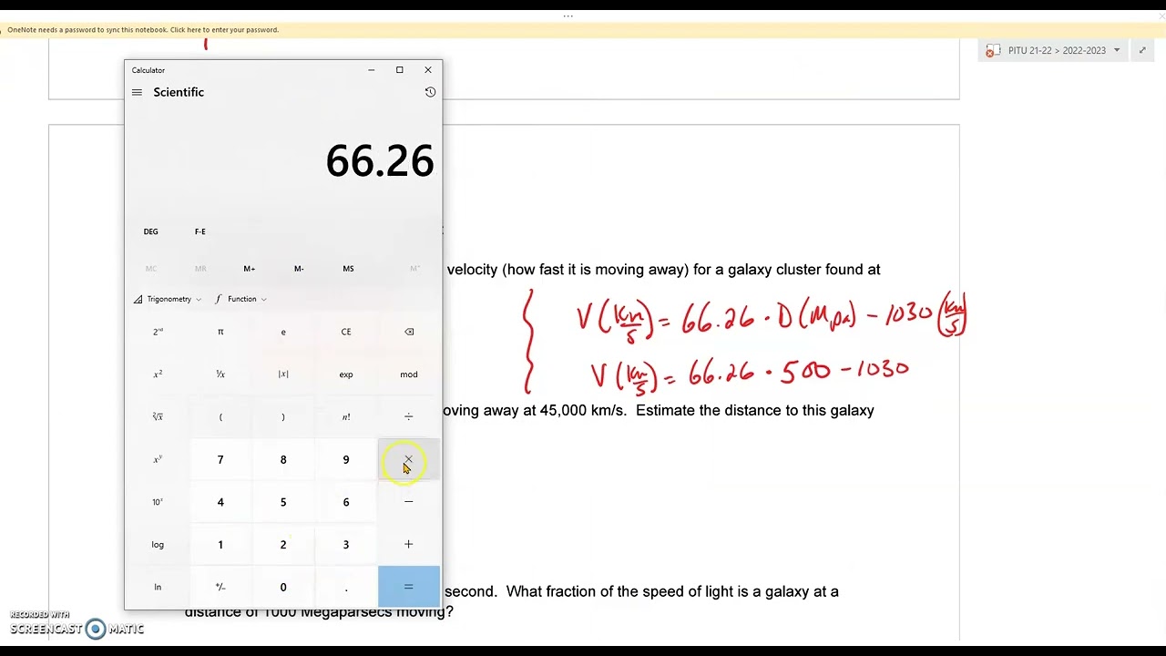 Hubble's Law Worksheet Part 1