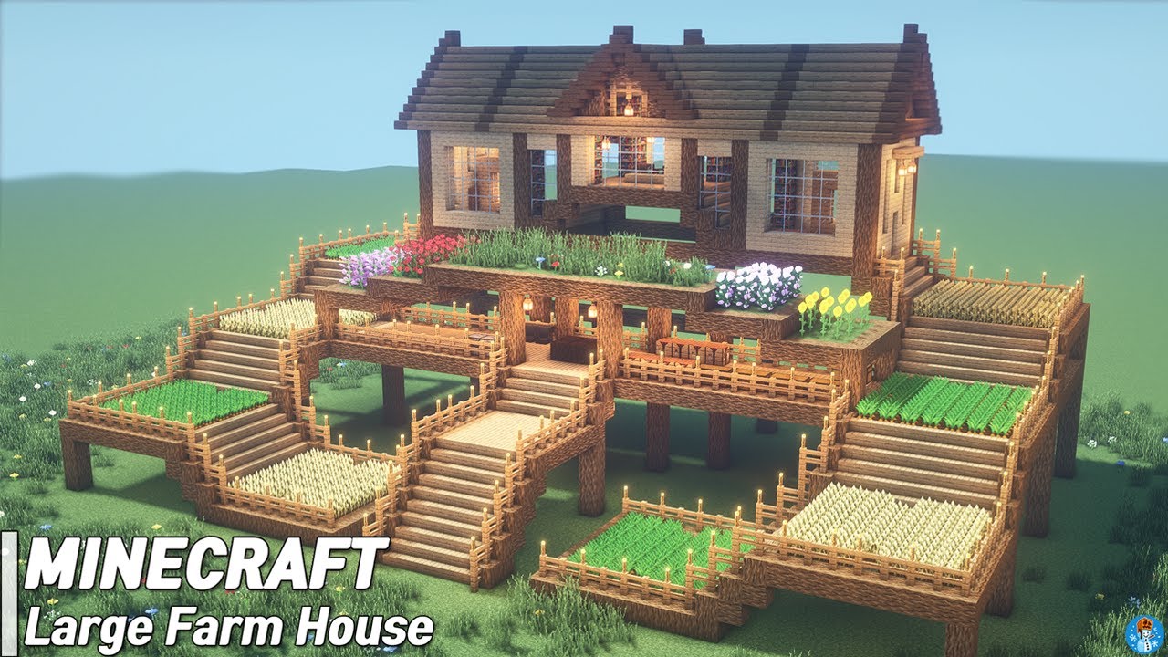 Minecraft  Large Farm House Tutorial l how to build 20