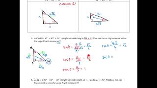 Evaluate Trigonometric Ratios in Special Triangles
