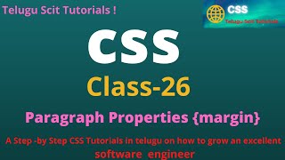 CSS||Class-26||Program-On Paragraph Margin||CSS Tutorial for Beginners - in Telugu and English