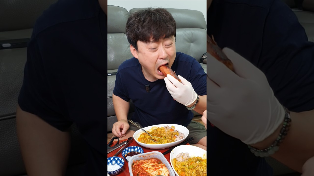 바삭한 통대창에 카레라이스먹방😋 #대창먹방 #카레 #절라매운불김치