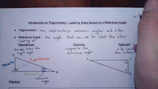 Introduction to Trigonometry - Labeling Sides Based on a Reference Angle