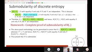 CS769 - Lec 24, 4-4-2022 OptML: Submodular Information fns building on Entropy  fns & Properties