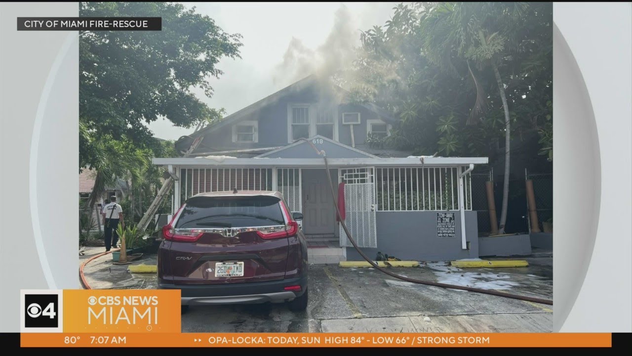 Heavy smoke, two dogs missing after home fire in Little Havana - YouTube