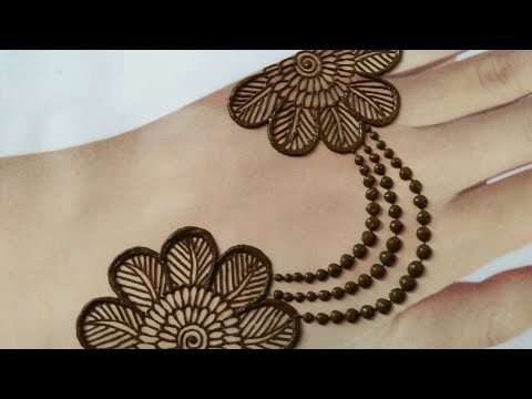 Simple special Karwachauth mehndi design for hands||Gol tikki jewelry mehndi for back hands