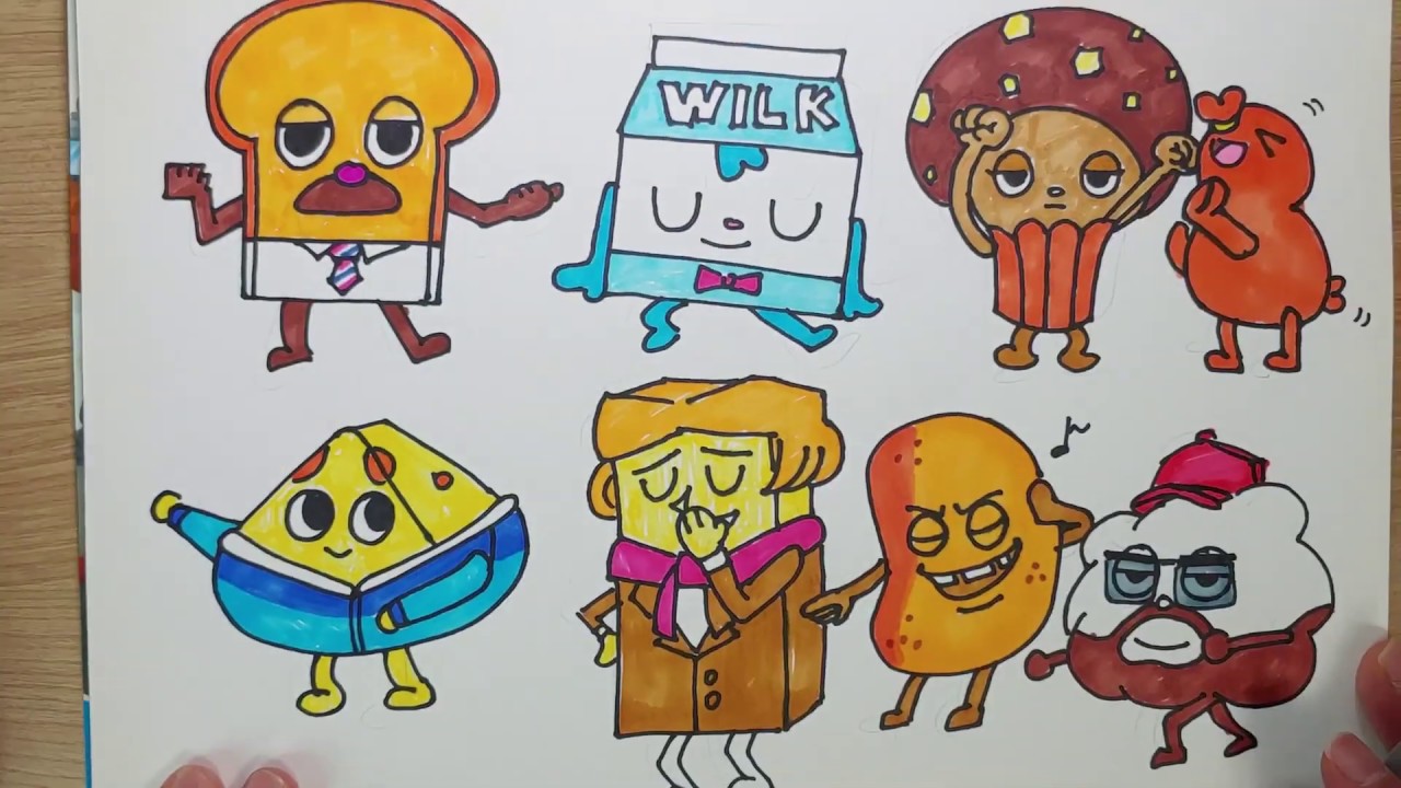 춤추는 브레드 이발소의 귀염둥이들! 색칠 놀이 Drawing Dancing Characters From Bread