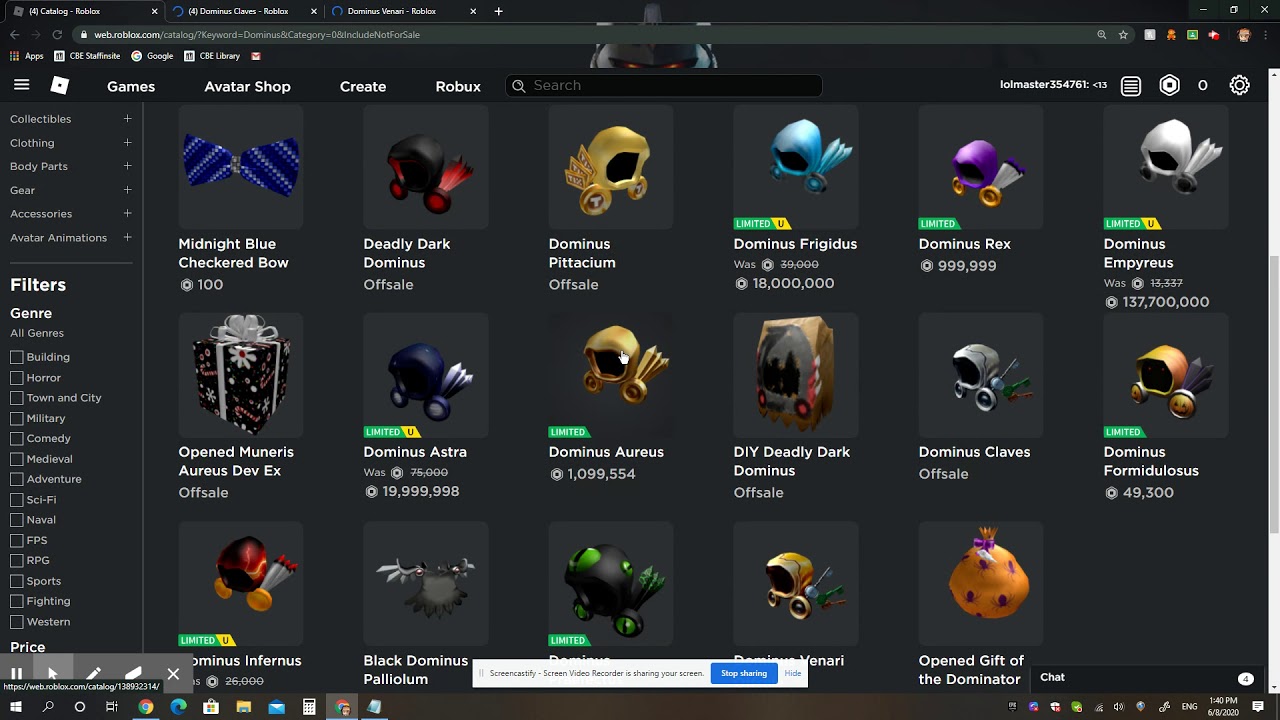 How To Get Free Dominus 2020 Youtube - category roblox free dominus