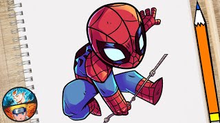 COMO DIBUJAR A SPIDERMAN CHIBI FÁCIL PASO A PASO