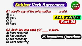 Subject verb agreement Practice Set-5 | English Grammar for Competitive Exams 2026