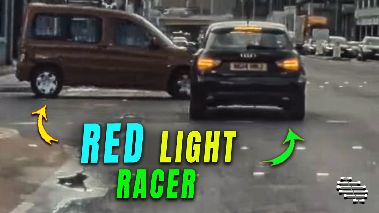 Driver Sets off through the Red Light Almost Causing a Collision - YouTube