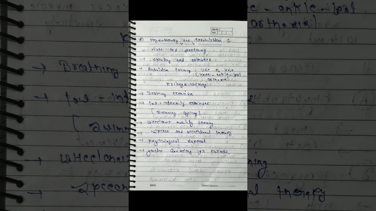 duchenne muscular dystrophy and motor neuron disease hand writing notes 