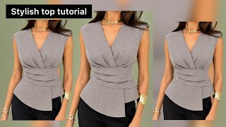 How to draft a stylish peplum top/ blouse with a wrap design/ style 